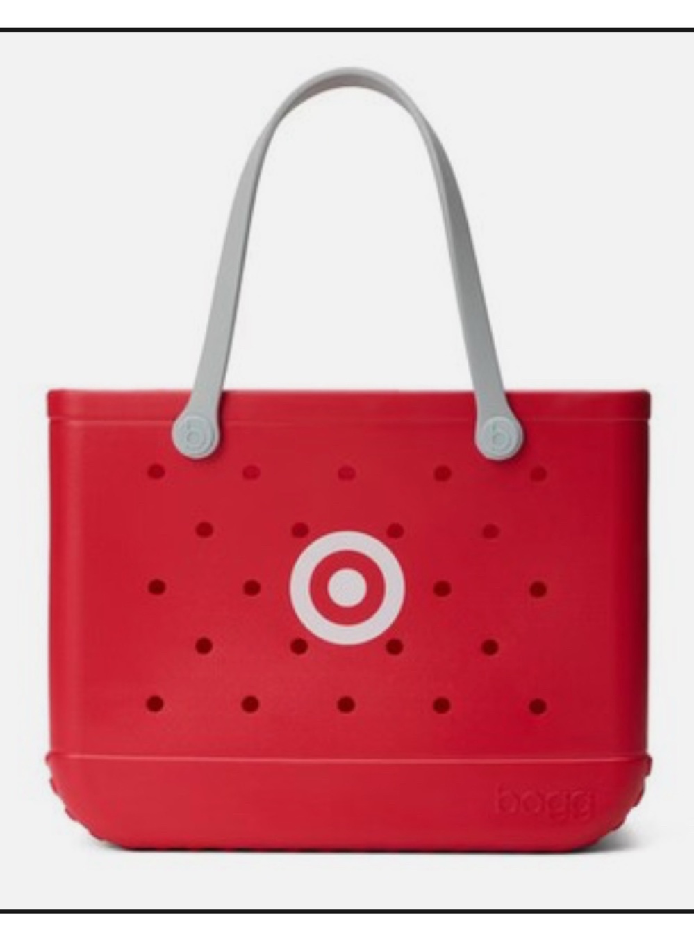 Target Red Tote with Gray Handles and Perforated Body